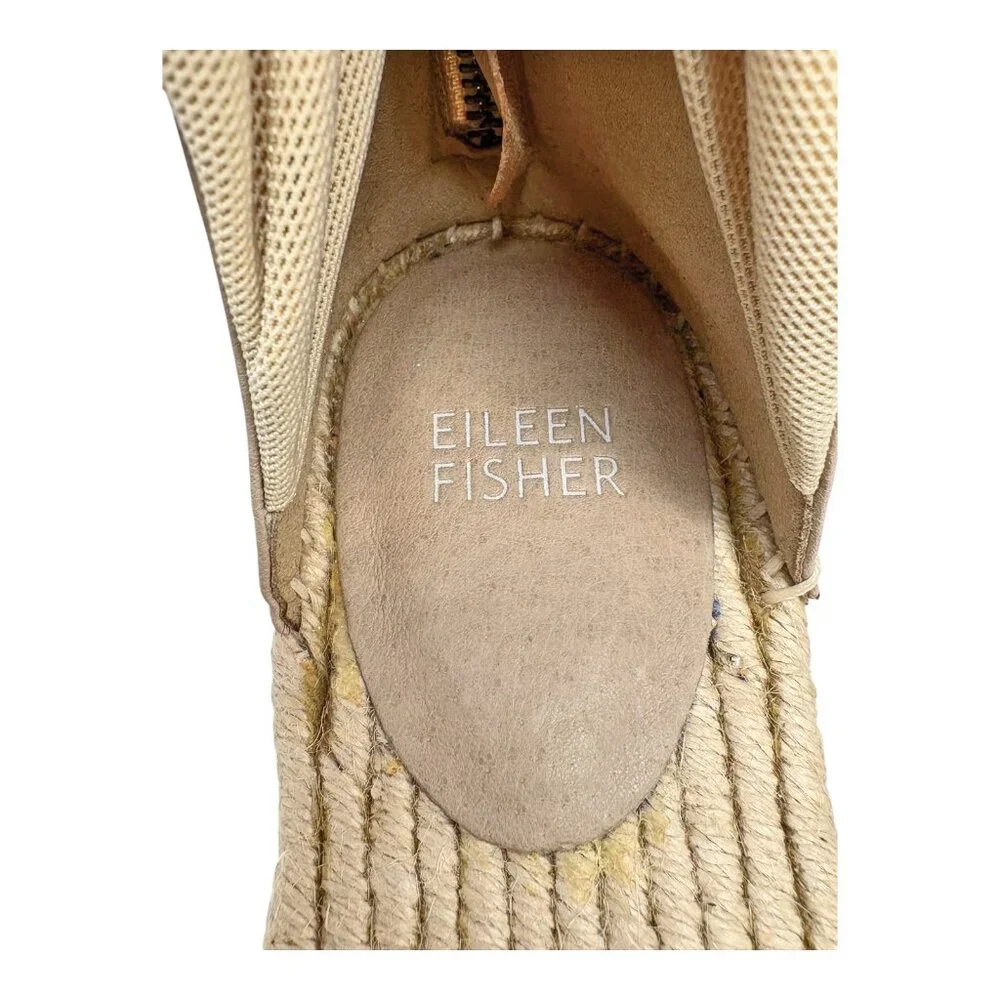 EILEEN FISHER Tan‎ Coy Leather Espadrille Skimmer Flats NWOB